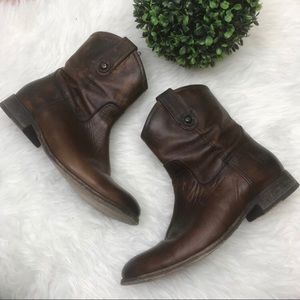Frye Melissa Button Short Zip Ankle Bootie Boots